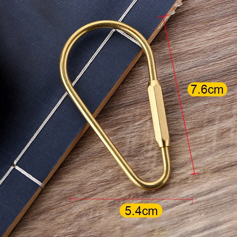 1 pièce mousqueton simple en laiton à verrouillage par vis, forme d, ovale, en forme de goutte d'eau, pour porte-clés, fixation sur ceinture, accessoire de sac à dos, cadeau