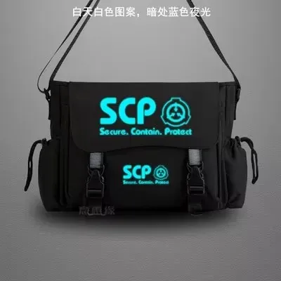 scp sécurisé conta sac de messager décontracté anime cosplay étudiant couverture lumineux sac à bandoulière pour hommes adolescents