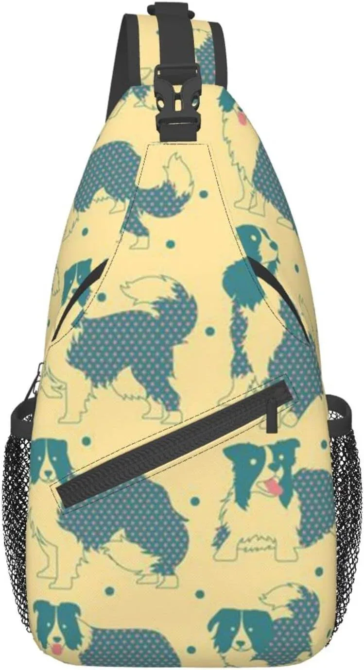 sac dos polyester motif chien floral petit format bandoulière poches extérieures voyage jour randonnée