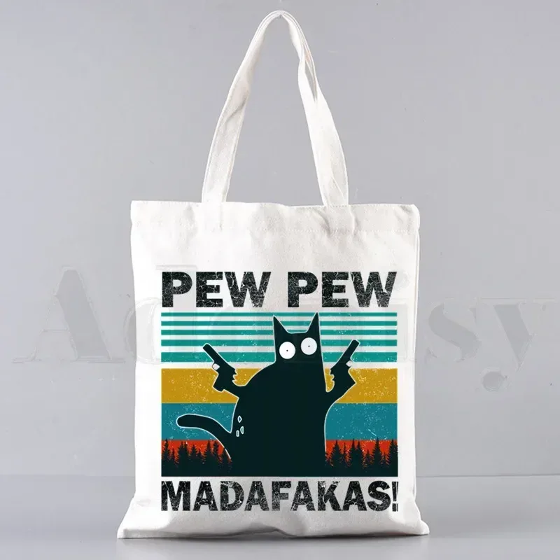 pew pew madafakas sac fourre-tout unisexe sacs en toile sacs à provisions imprimé sac à bandoulière décontracté pliable