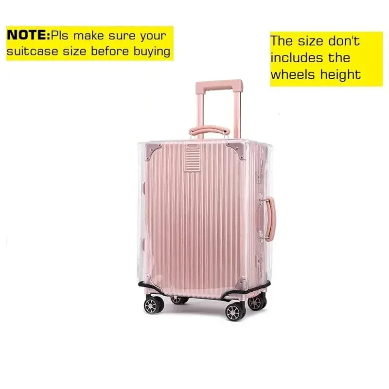 housse valise protection pvc transparent rose pâle design moderne chic confection nylon tailles20à28pouces voyage