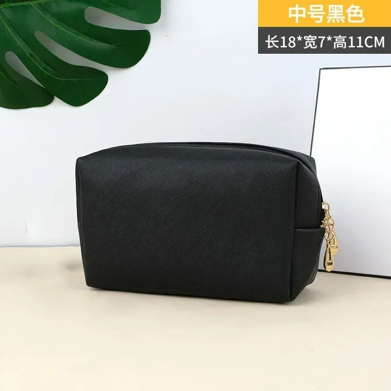 sacs à cosmétiques en cuir pu avec fermeture éclair pour femme, trousse de maquillage, étui à rouge à lèvres, trousses de toilette étanches, petit et grand, mode féminine, 1pc