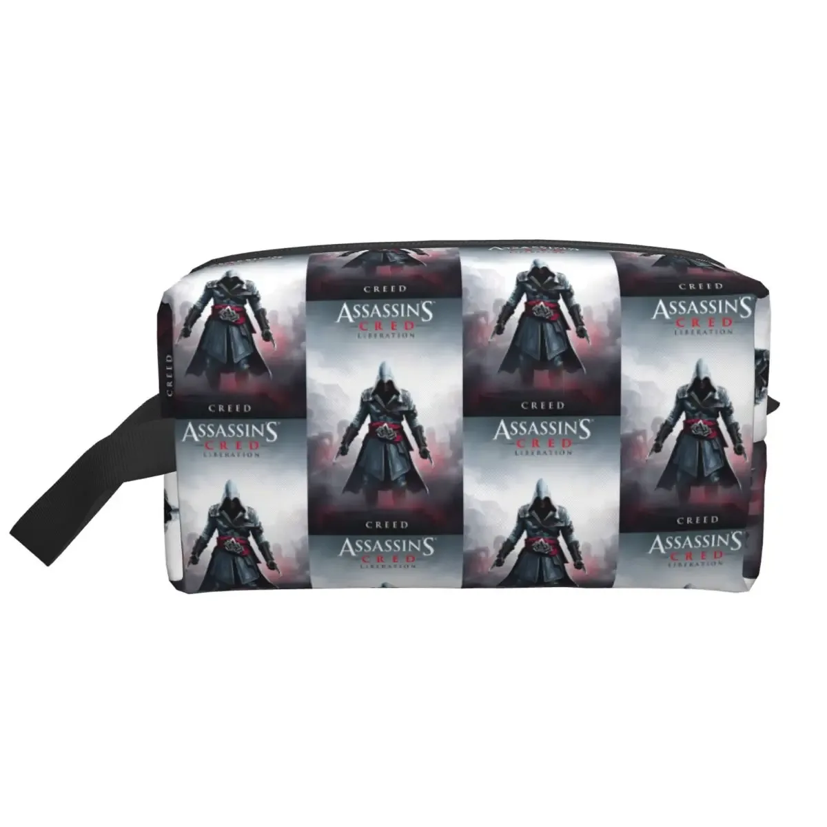 trousse polyester motif géométrique figure blanc rouge epée classique imperméable cosmétique voyage sacoche maquillage