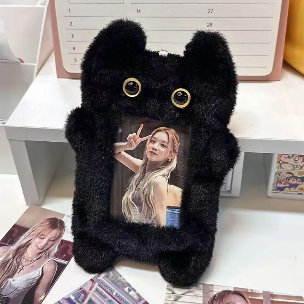 étui à cartes photo en peluche, mignon, dessin animé, lapin, chien, chat, porte-cartes, portable, ins, porte-cartes, étudiants, idole, photos, housse de protection