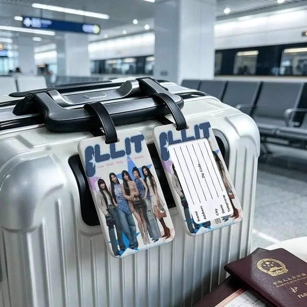étiquette d'identification de bagage en pvc du groupe kpop i-illit, porte-carte d'informations anti-perte, étiquette de nom pour valise de voyage