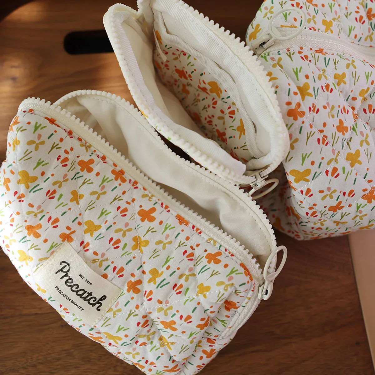 trousse à cosmétiques à coutures fraîches, style français, art floral, maquillage, soins de la peau, voyage, 03/stockage, été, fleurs polyvalentes