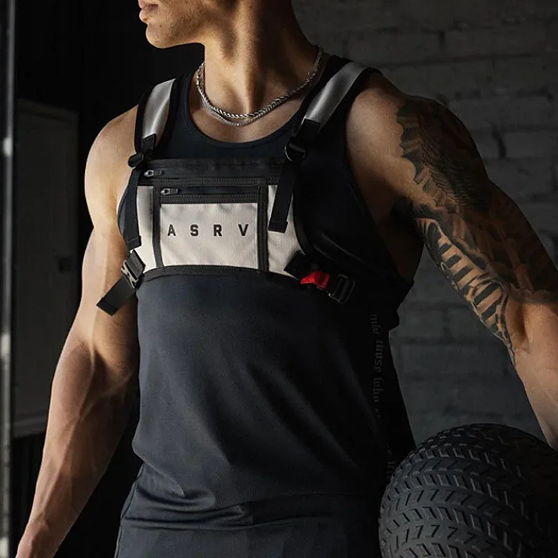 sac de poitrine tactique multifonctionnel pour homme, sac de sport et de fitness d'extérieur, sac de téléphone réfléchissant étanche, sacoche de poitrine décontractée pour homme
