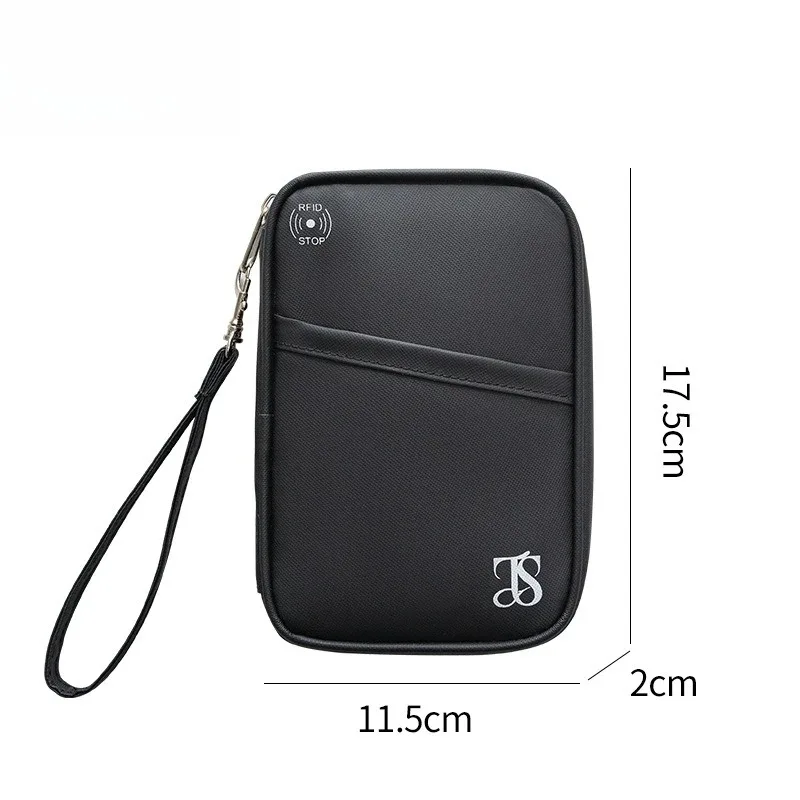 organisateur de documents de voyage avec blocage rfid, organiseur de documents multi-emplacements avec fermeture éclair, étui pour cartes de crédit en cuir pu pour hommes et femmes