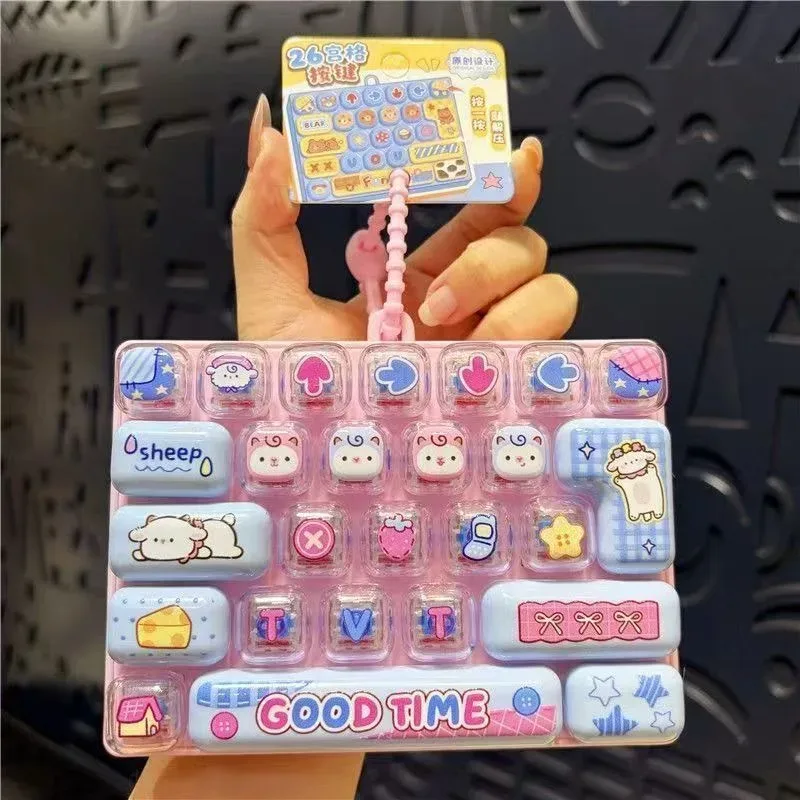 porte-clés portable à 26 touches de clavier pour sacs, sacs à dos, accessoire de costume d'halloween, jouet sensoriel de décompression pour le bout des doigts