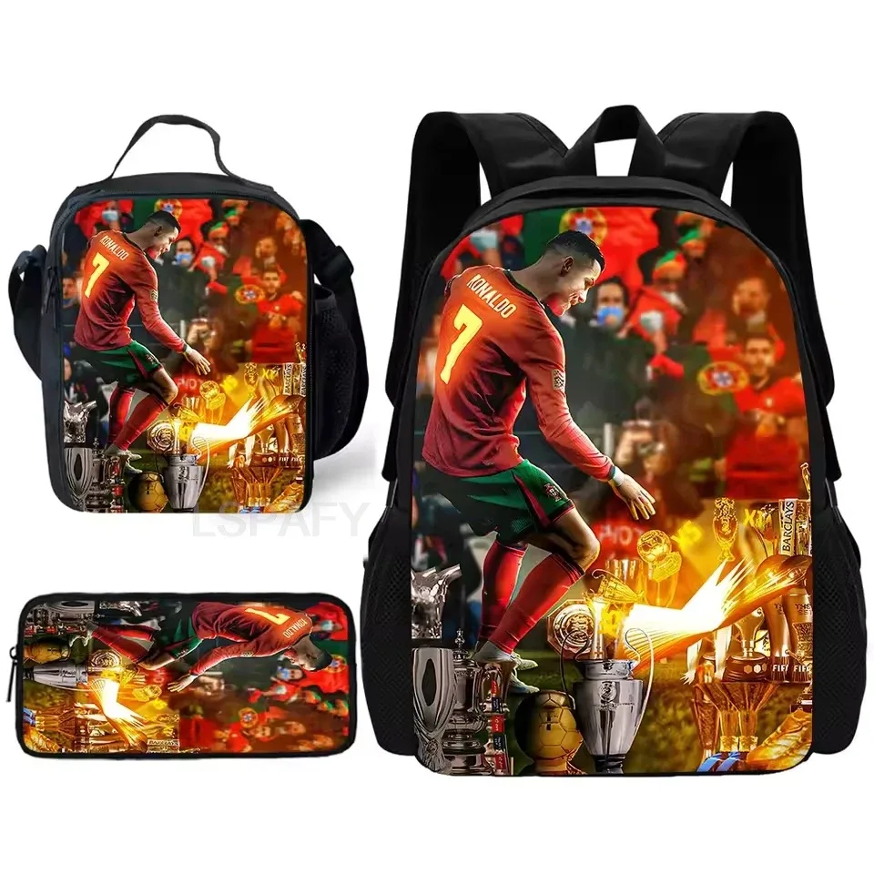 sac dos nylon imprimé cristiano ronaldo multicolore noir unisexe grande capacité pochette sacs associés