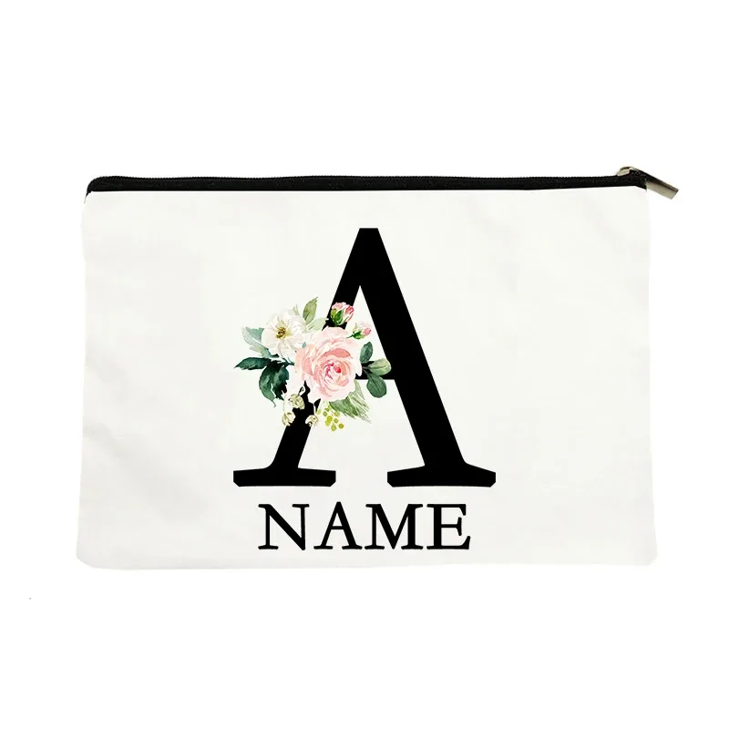 trousse de maquillage personnalisée avec nom, trousse de maquillage de voyage, trousse de maquillage de mariage, pochette cosmétique en toile pour fête, organisateur, cadeaux pour femme