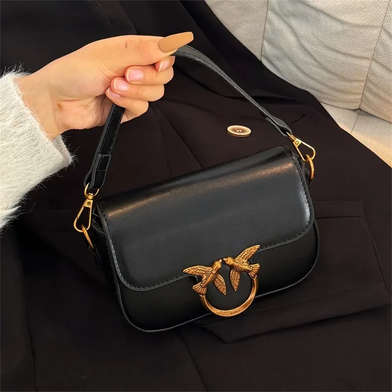 sac à bandoulière haut de gamme en cuir, sac fourre-tout tendance, design élégant, classique, populaire, pour les trajets quotidiens, avec bouton en forme d'oiseau