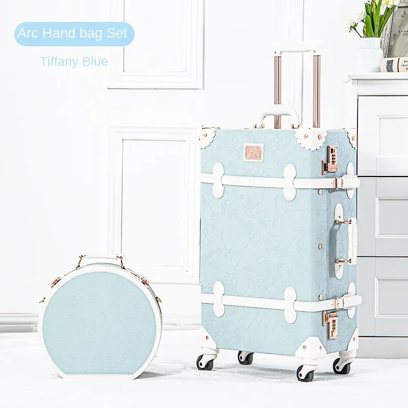 valise en cuir vintage, porte-bagages rétro, valises à roulettes en laiton antique, porte-bagages de 22 pouces, valise de voyage