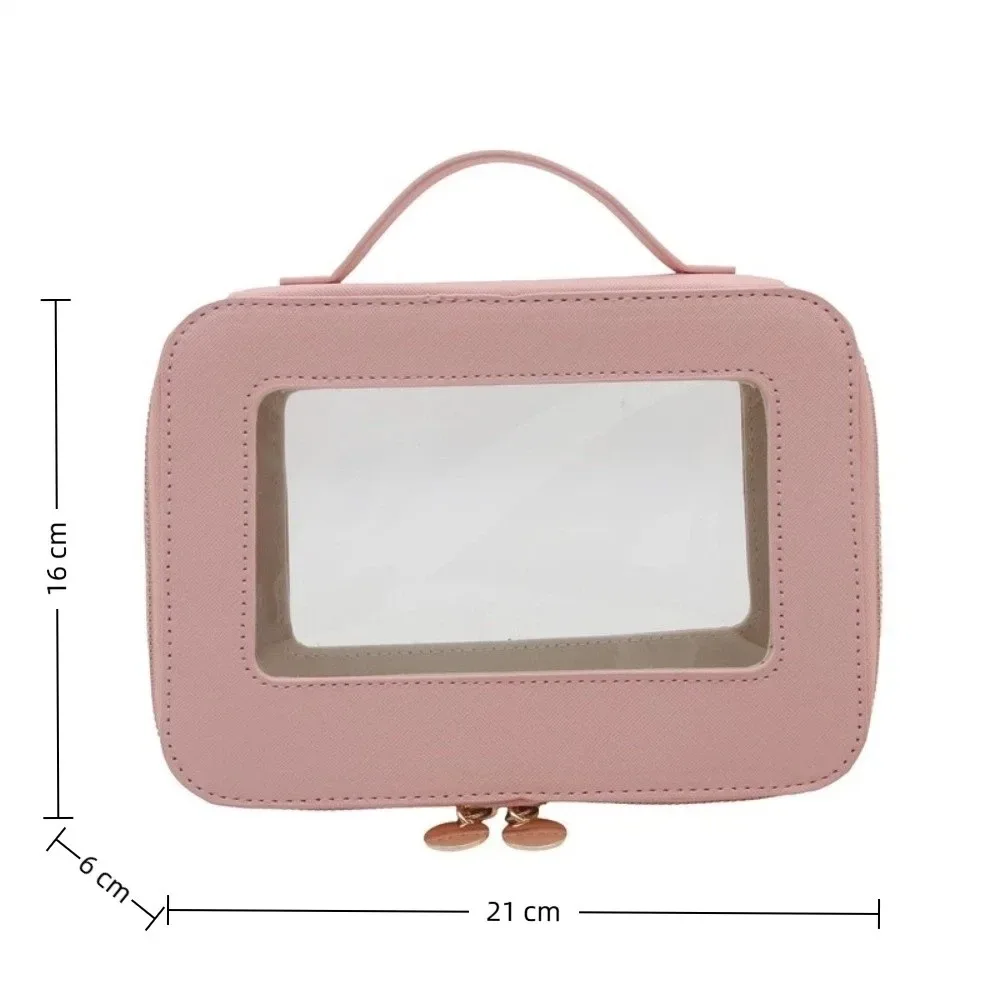 sac de voyage transparent portable en pvc, trousse de maquillage à poignée, grande capacité, petit sac carré, sac à main