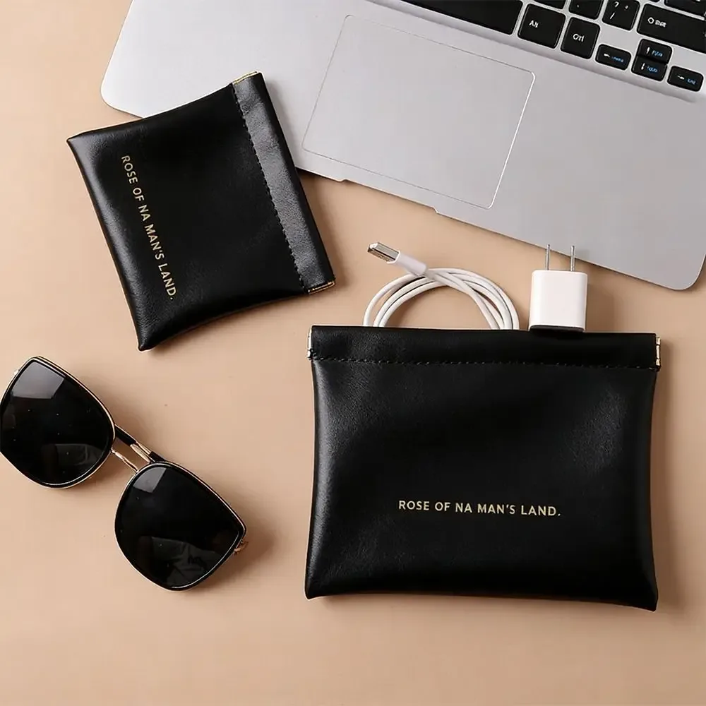 sac à maquillage tendance avec pochette intérieure, trousse de toilette simple et portable, mini sac à bijoux en pu pour femmes et filles