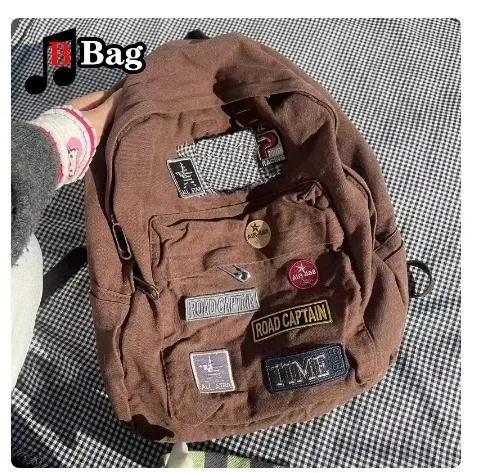 sac à dos en toile marron pour femme, sac vintage, grande capacité, gothique, punk, épicé, commconsultote