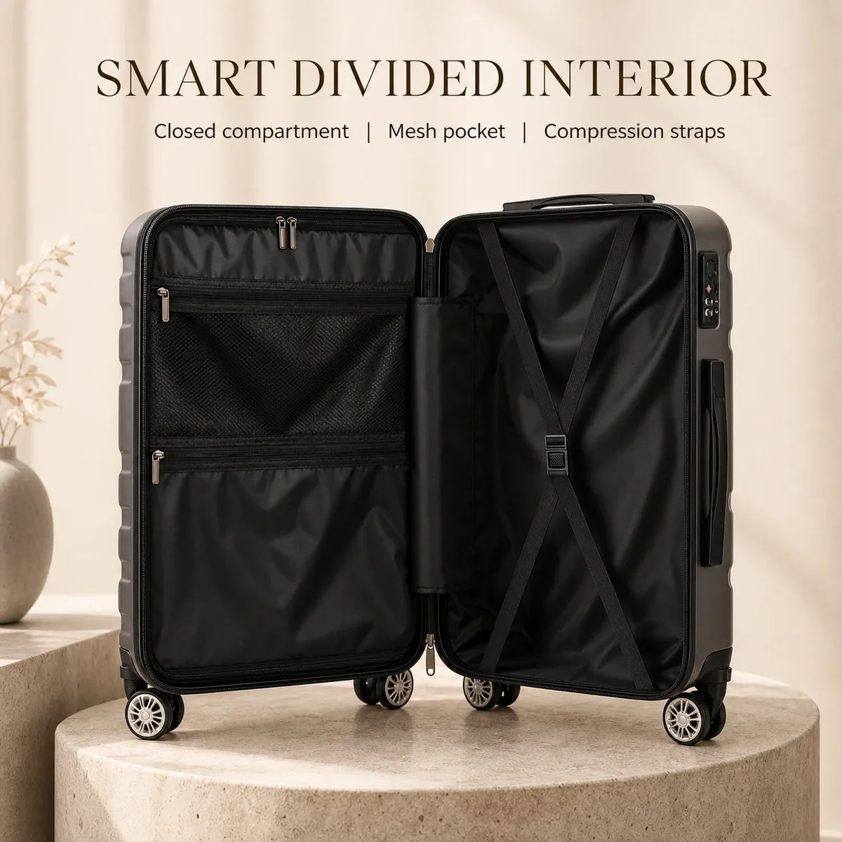 valise cabine 55*40*20cm, 20 pouces, compatible avec plusieurs compagnies aériennes, roues détachables, poignée télescopique à trois sections, plusieurs compartiments, coque rigide, affaires, voyages de week-end, cadeau de vacances