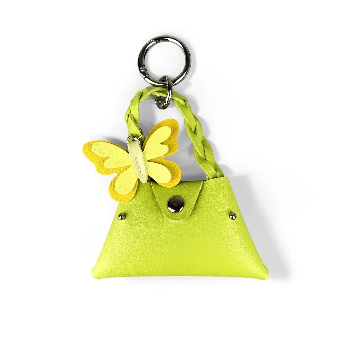 pochette ornementale cuir vert citron motif floral pince elephanțt cadeau voyage accompagnement mini sac écouteurs câbles organisateur