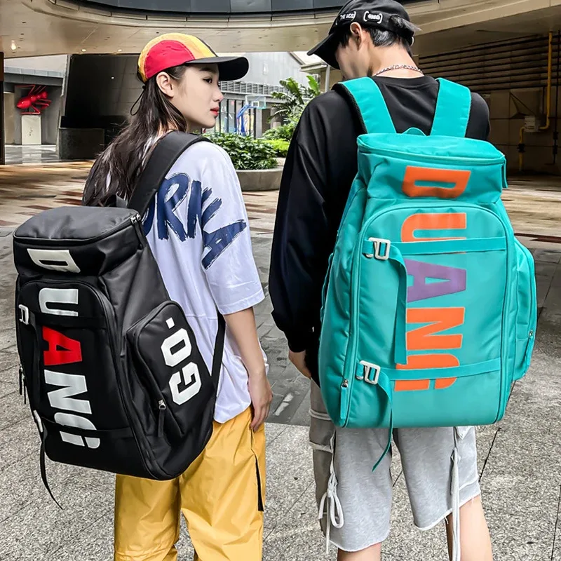sac à dos de voyage avec lettres de mode, grande capacité, étanche, sac de sport, de sport, multifonctionnel, pour l'extérieur, sacs d'école secs et humides