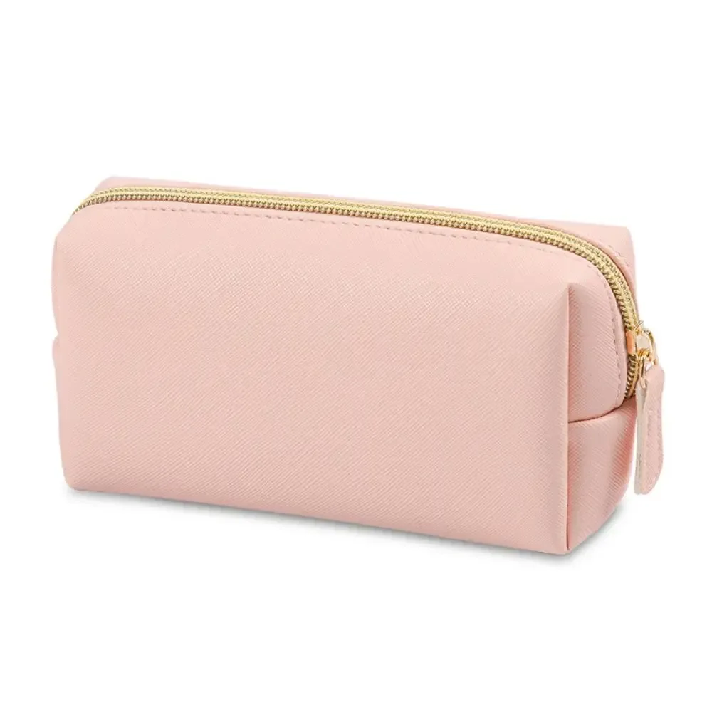 sacs de maquillage de couleur unie, pochette de toilette à fermeture éclair, couleur crème, sac de toilette pour femmes, sacs de rangement coréens, organisateur de voyage, sacs à cosmétiques