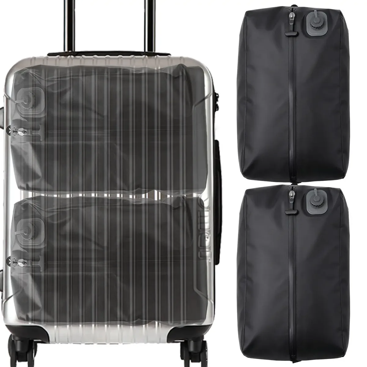 organisateur voyage nylon rose lignes verticales motif gris sac compression anti fuite durabilité camping affaires déménagement rangement vêtements literie