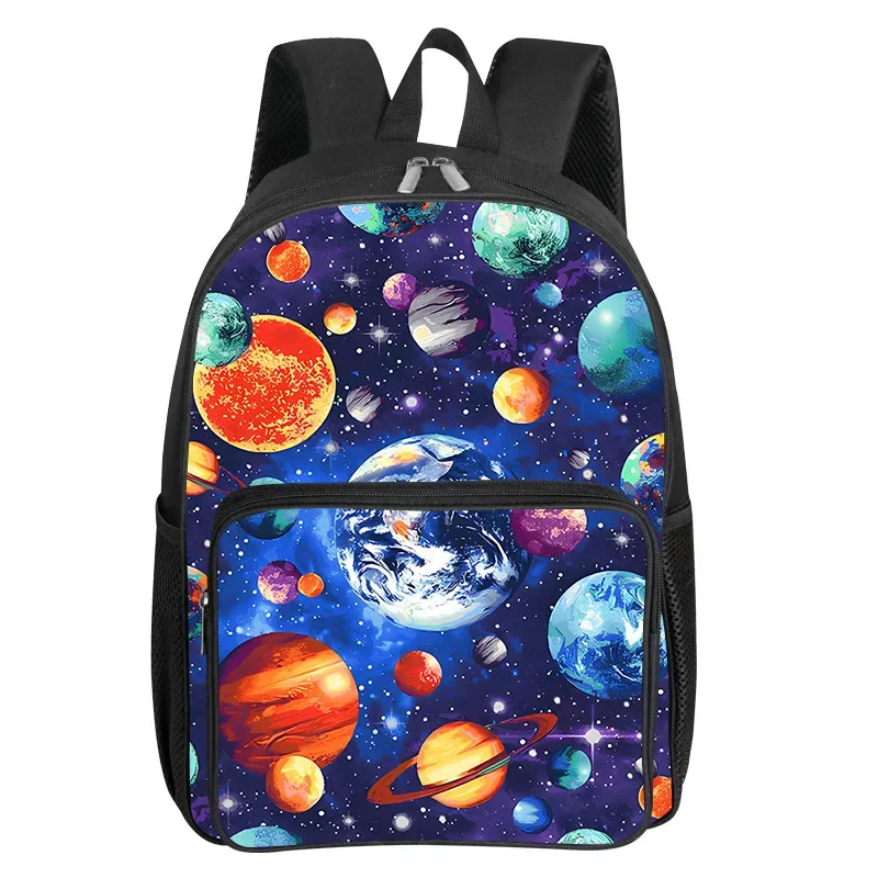 sac à dos à poche avant carrée à motif de planètes cosmiques pour garçons et filles, meilleurs cadeaux, sacs d'école à dessin animé 2d pour enfants