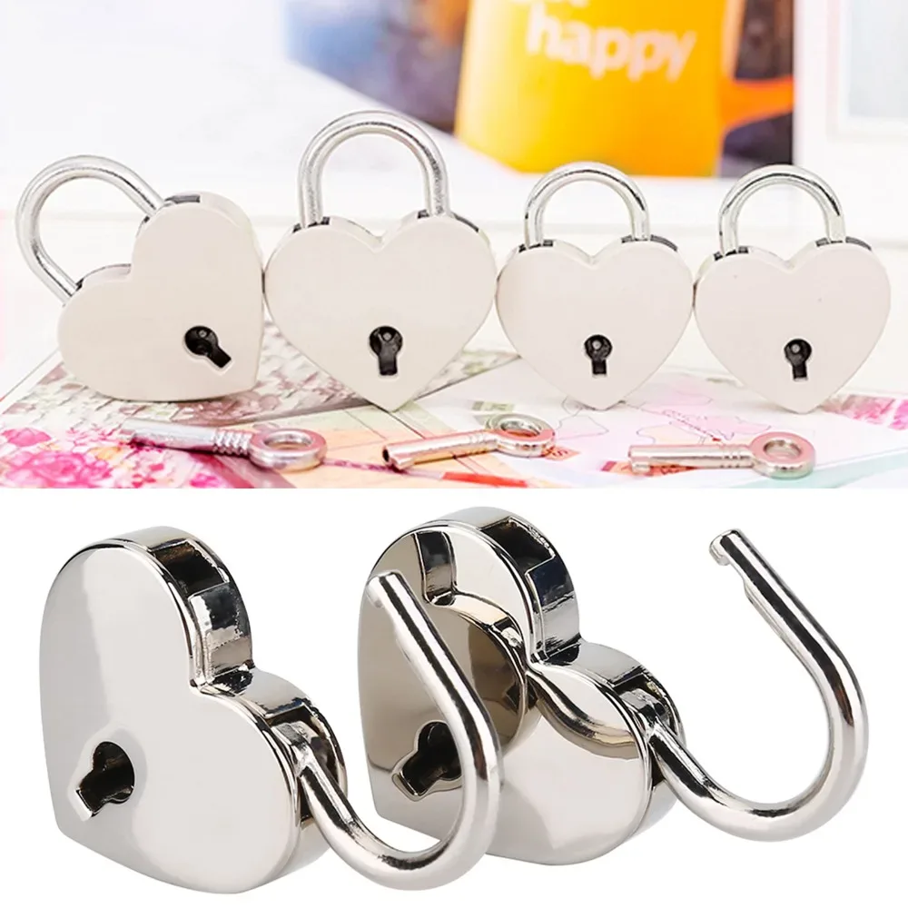 cadenas forme coeur métal argent squelette clé usage voyage sécurité robuste durabilité collectionnement présentation familiale amicale