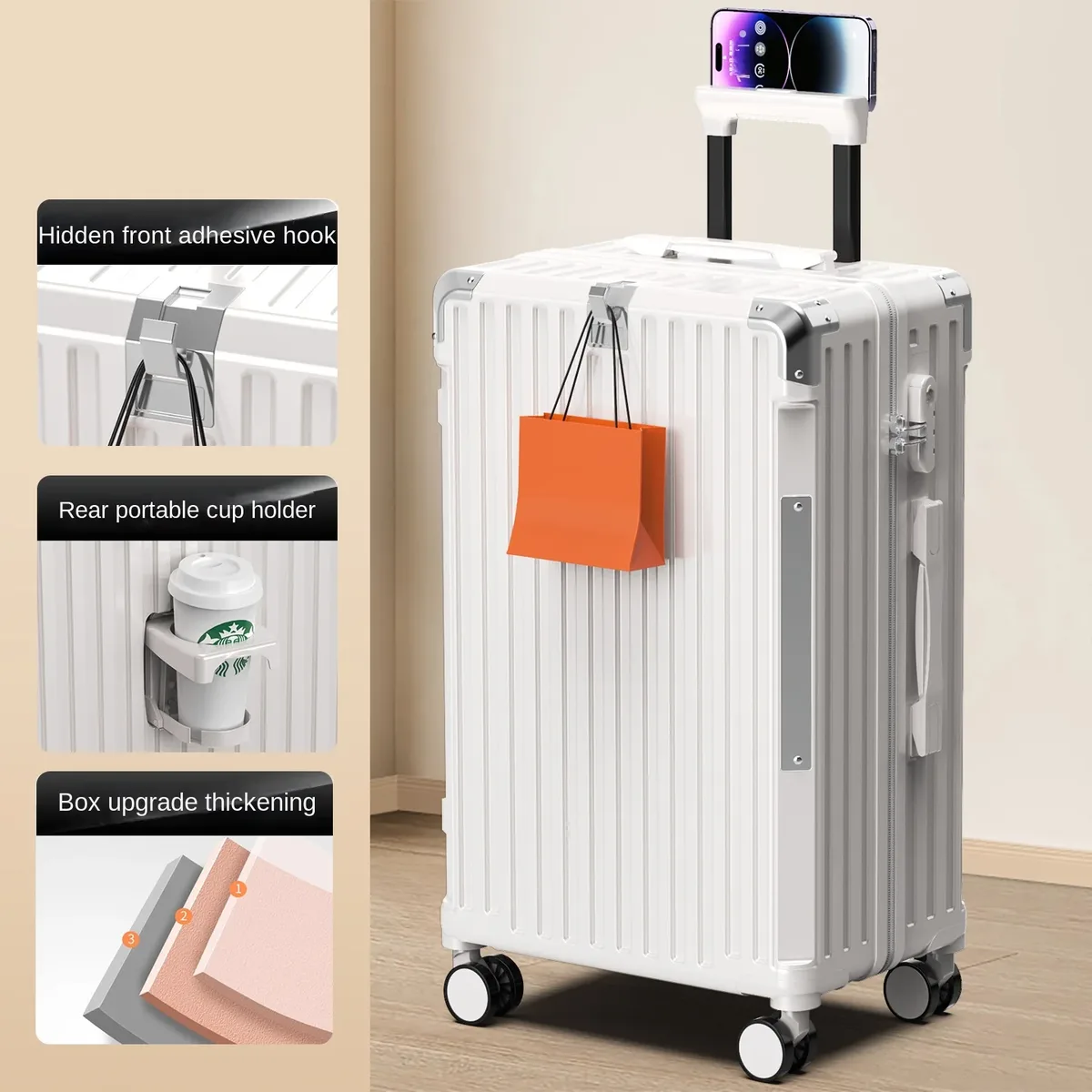 valise de voyage à cadre en aluminium, nouvelle valise à roulettes pour homme, bagage de grande taille 28/30 pouces, valise cabine 20 pouces avec serrure à combinaison