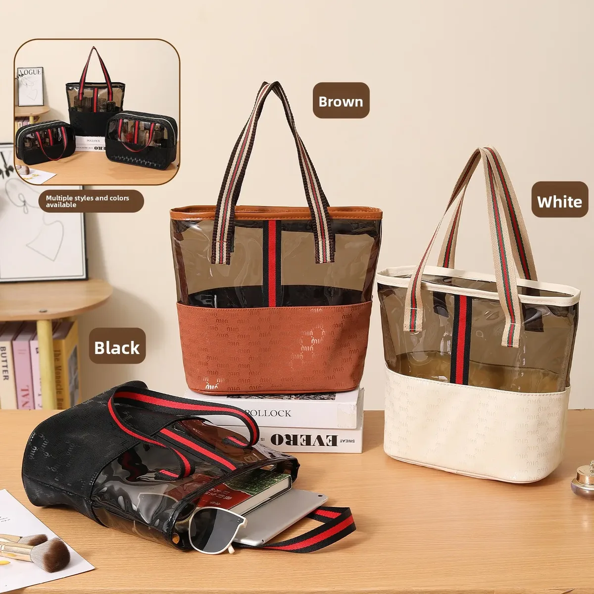 nouvelle trousse de maquillage en cuir de haute qualité, grande capacité, sac à main portable, trousse de toilette étanche pour salle de bain, doublure en polyester durable