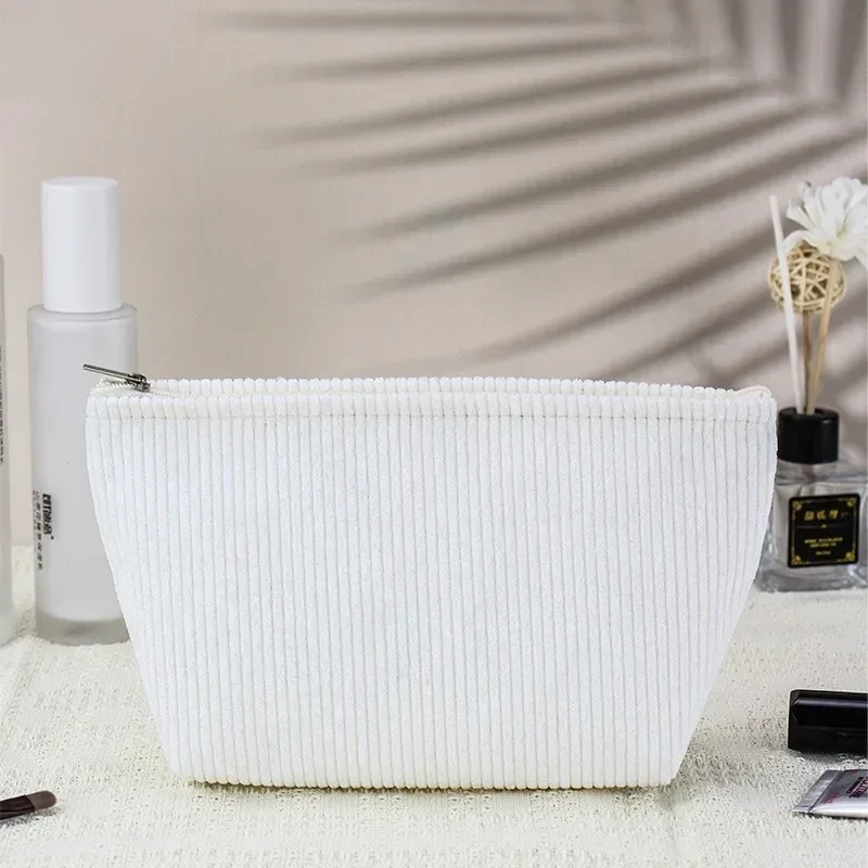 nouveau sac de maquillage octogonal en velours côtelé pour femmes, sac de rangement portable de grande capacité, trousse de toilette de voyage ms04
