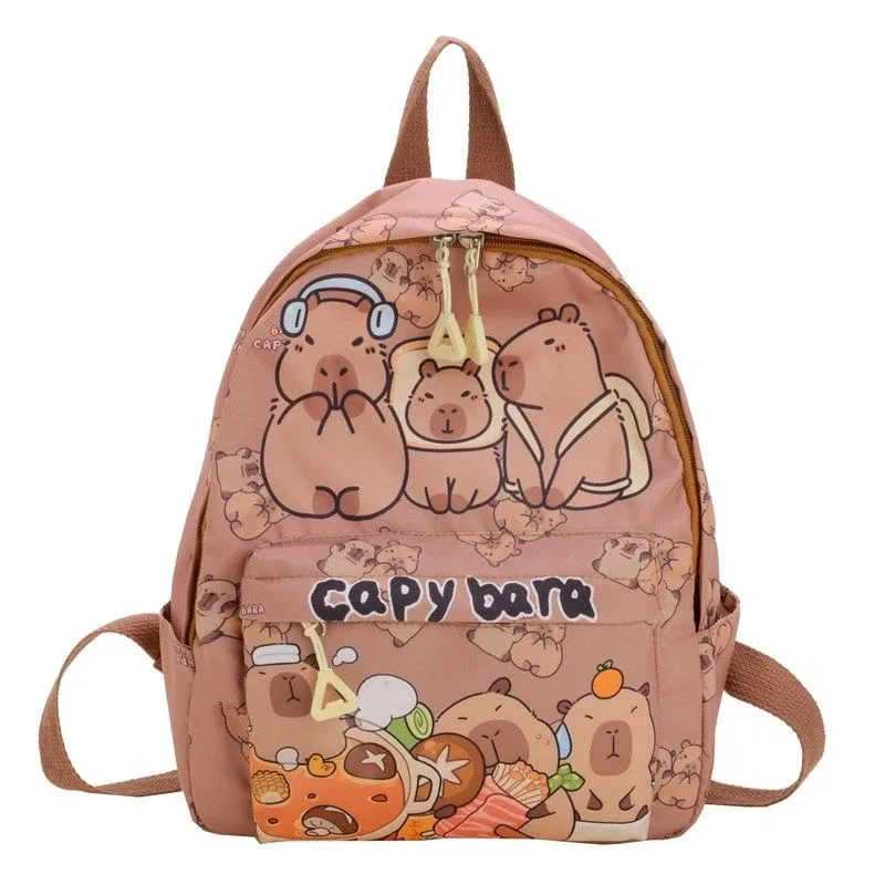 nouveau sac à dos kawaii capybara dessin animé 2026 pour femmes et filles, ultra-léger, cartable pour maternelle et élèves du primaire, motif simple, sac de livres