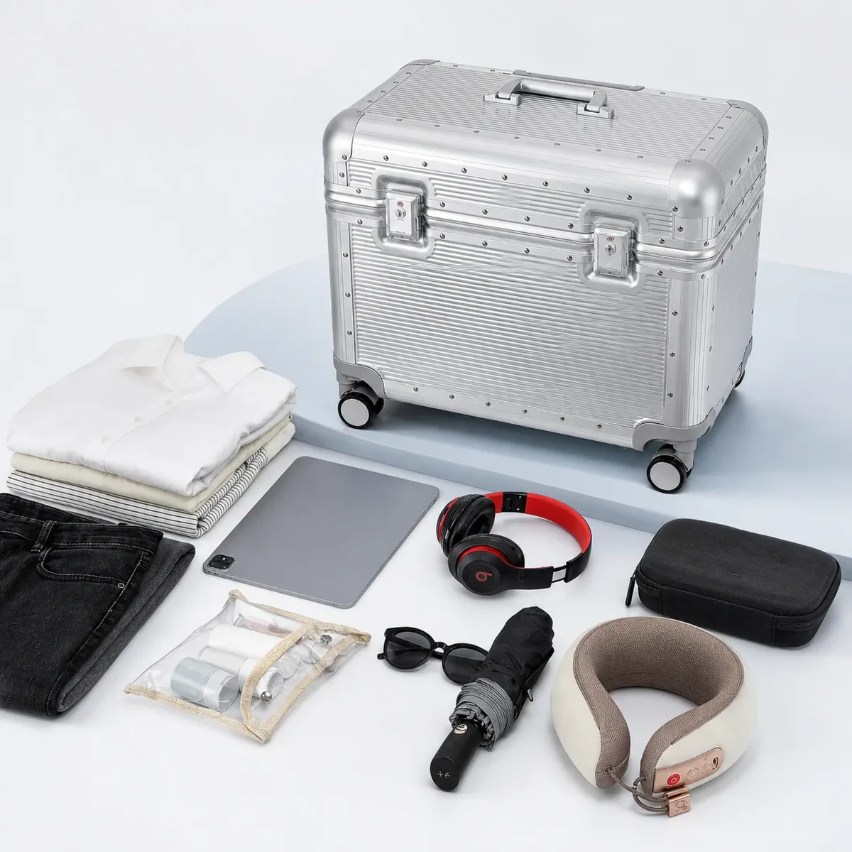 valise à roulettes bunnyfly 20 pouces avec cadre en aluminium, poignée rigide, serrure tsa, petite valise cabine pour appareil photo et photographie