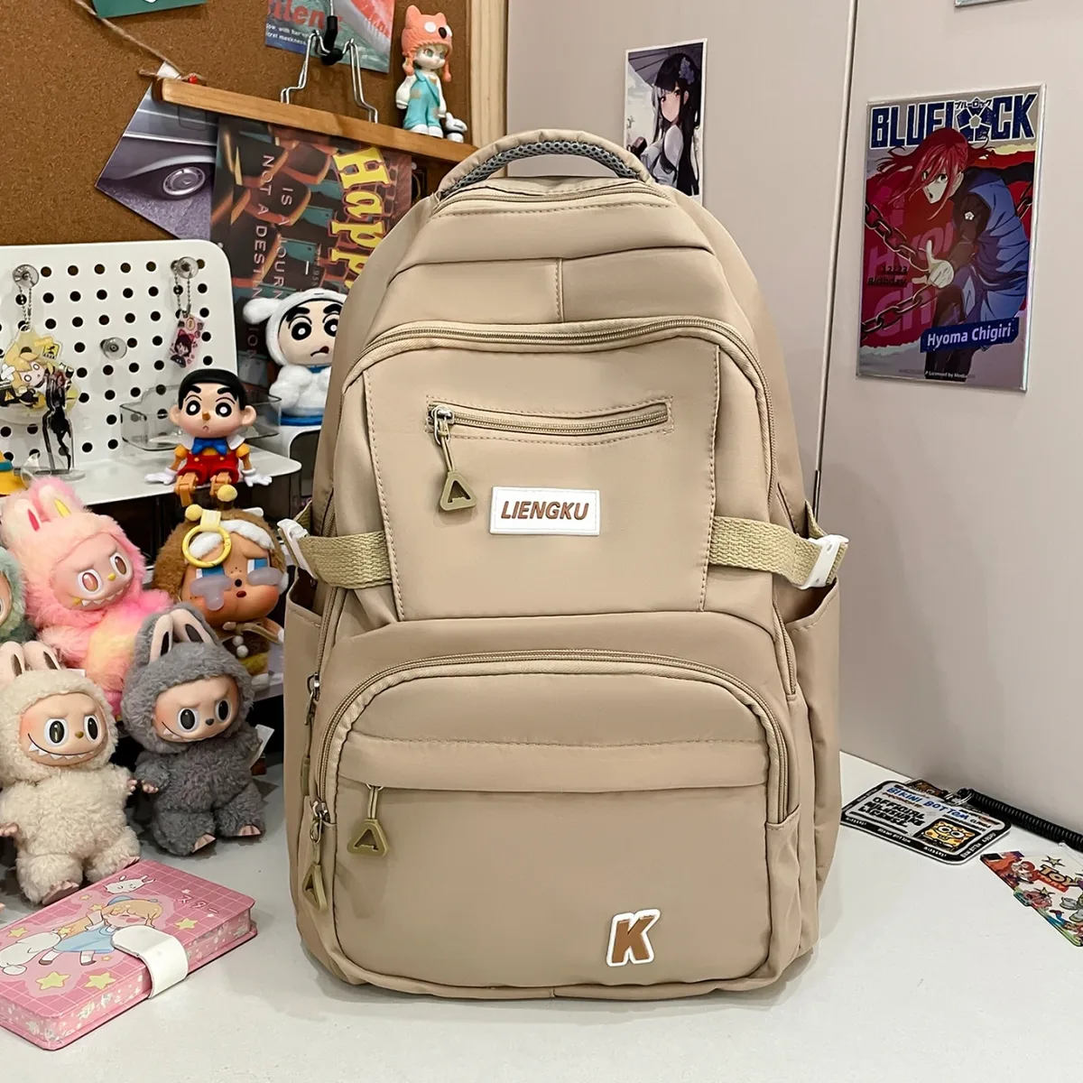 sac à dos polyvalent de couleur unie pour étudiants, sac à dos léger en nylon de grande capacité pour ordinateur, sac de voyage pour l'école et les déplacements