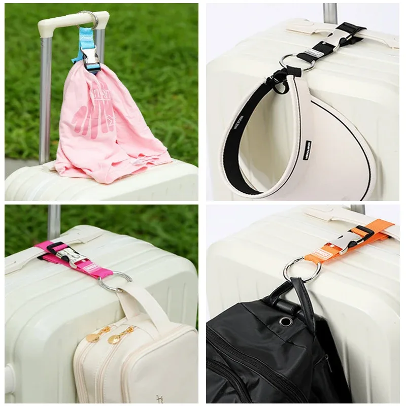 sangles de bagages en nylon réglables avec clip à ressort métallique, 1 pièce, pour valises et sacs de cabine, sangle de transport avec crochet