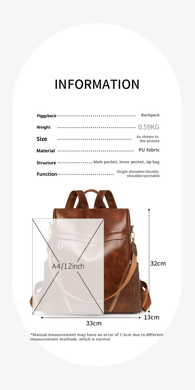 femmes sac à dos sac à main en cuir pu antivol sac à bandoulière décontracté mode dames sacoche sacs