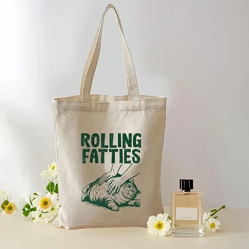 sac à main amusant en forme de chat roncelfeuilleux, sac à bandoulière réutilisable, durable, adapté aux courses et aux sorties de loisirs