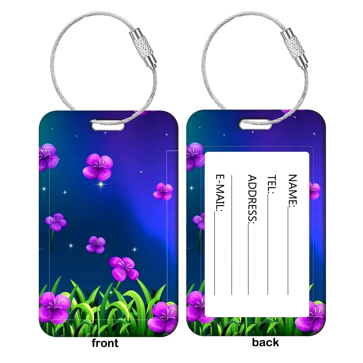 promotion étiquette de bagage professionnelle à motifs floraux artistiques pour voyage, pour femmes et hommes, étiquette d'adresse pour valise, étiquette nominative pour bagage de cabine, durable