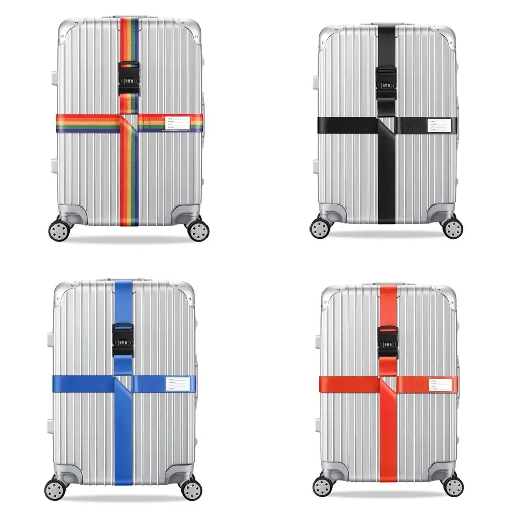 sangle de bagage en nylon à verrouillage par mot de passe à 3 chiffres, ceinture croisée, emballage réglable, sangle de valise de voyage, environnement de bagages