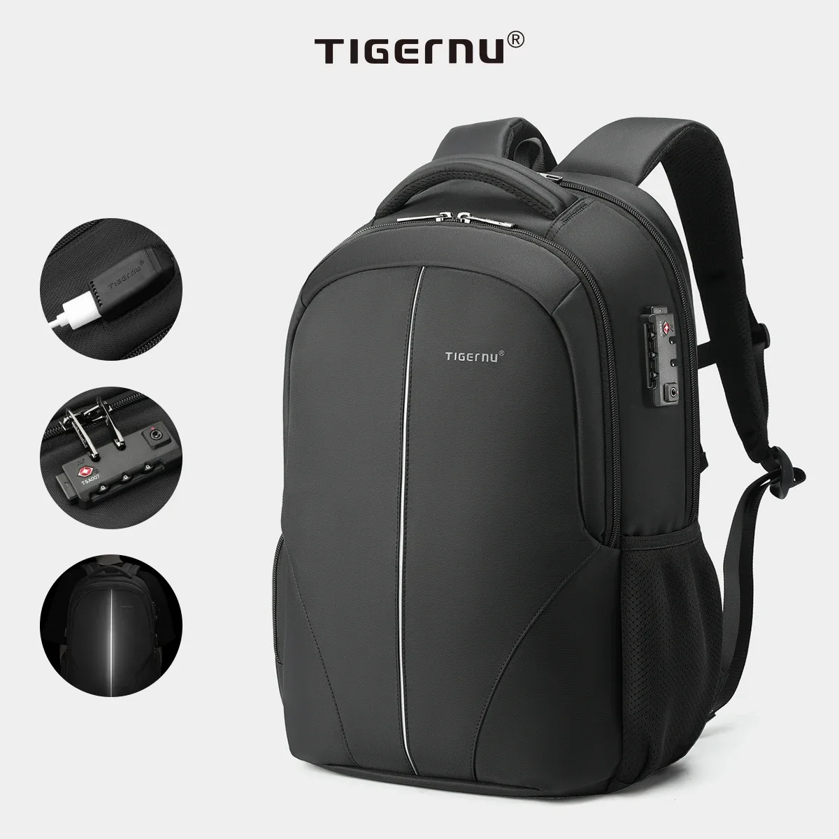 tigernu sacs à dos de compression sous vide 15.6 17 pouces sac à dos pour ordinateur portable hommes sac à dos sous vide automatique sans pompe sac à dos de voyage sacs tsa