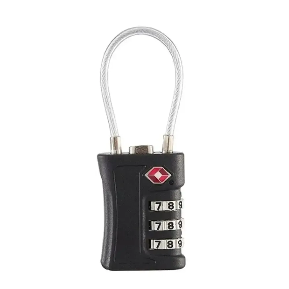 cadenas code modifiable serrure tsa plastique abs noir design contrasté sécurité voyage abus resistant motif uni modifiable longue durée