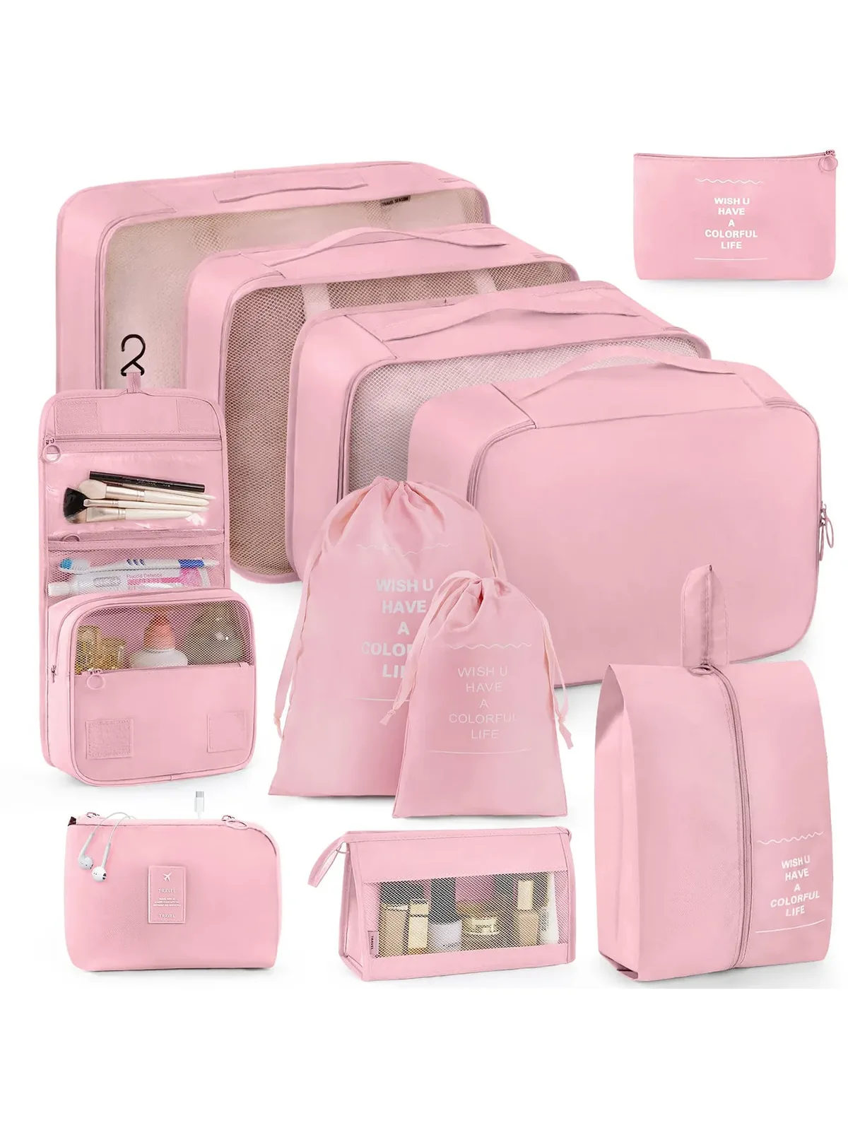 organisateur voyage polyester beige clair poches transparentes visibilité optimal sécurité accrue organiser vêtements accessoires