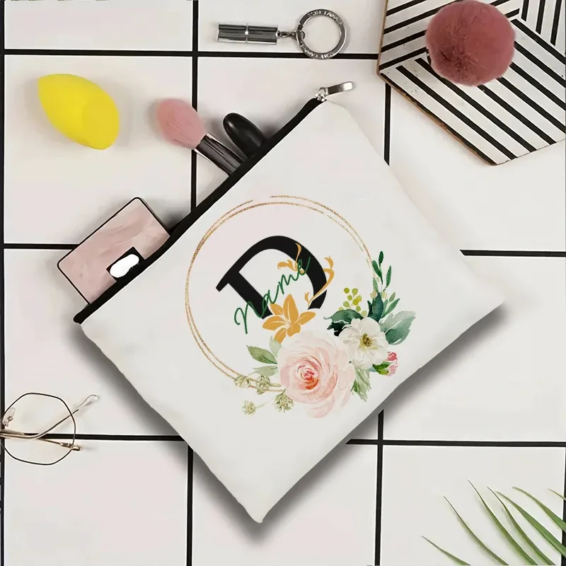 pochette à cosmétiques personnalisable avec nom, pochette à cosmétiques pour fête, pochette à cosmétiques de voyage, sac de maquillage pour mariage, organisateur avec doublure intérieure en toile pour femme