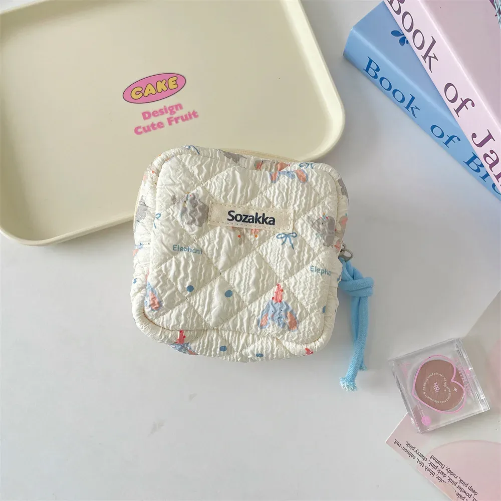 mini sac à cosmétiques carré mignon pour femmes, écouteurs portables, rouge à lèvres, serviettes hygiéniques, pochette de rangement, petits sacs de maquillage à fermeture éclair