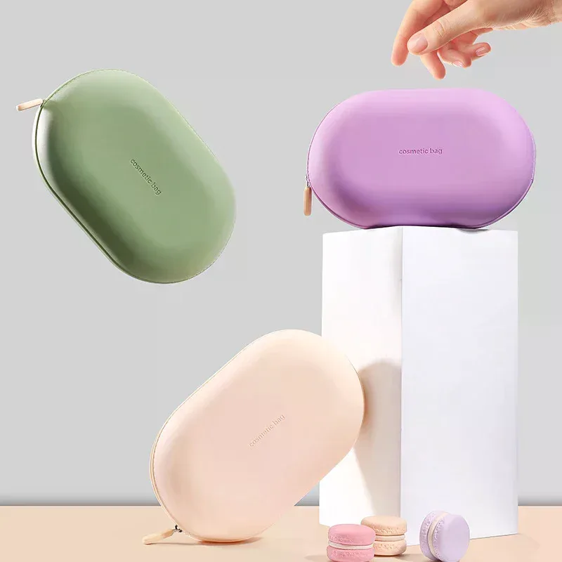 sac à cosmétiques en silicone de grande capacité, sac de rangement de voyage étanche, gain de place, anti-poussière, fermeture à glissière, porte-monnaie de voyage