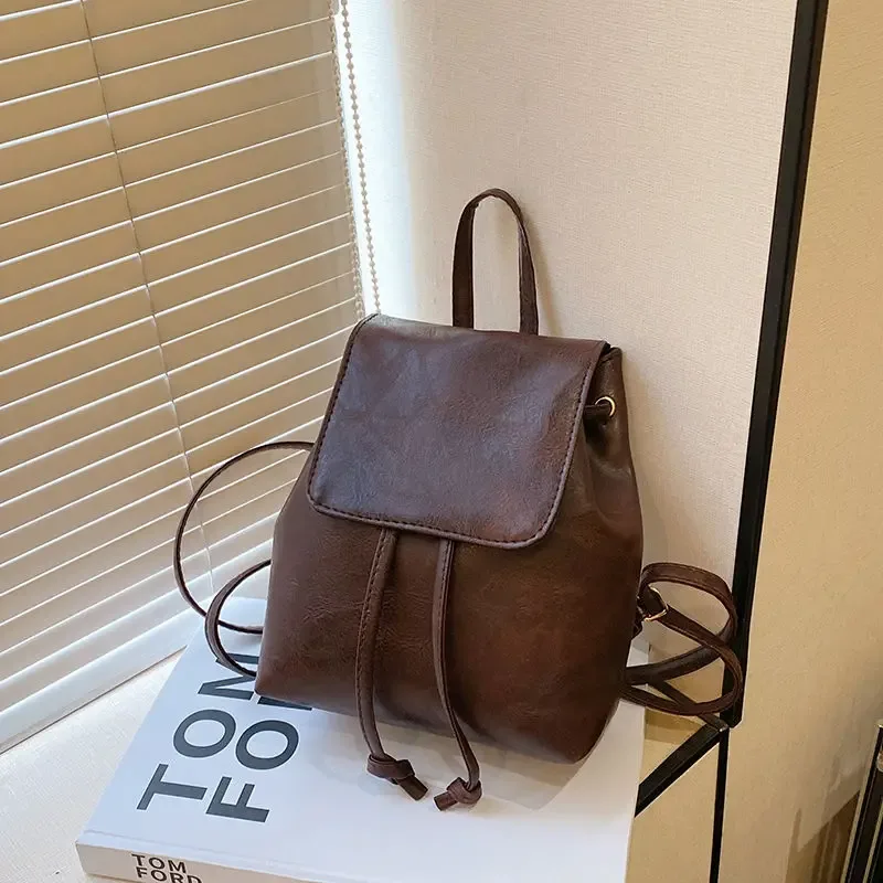 sacs à main vintage en cuir pu pour femmes, couleur unie, pour collégiennes, compacts et légers, sacs à bandoulière décontractés pour femmes