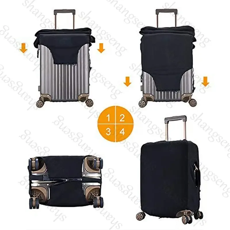 housse de protection élastique épaisse pour bagages, chat noir de dessin animé mignon, combinaison à fermeture éclair pour sac de 18 à 32 pouces, housse de chariot pour valise de voyage