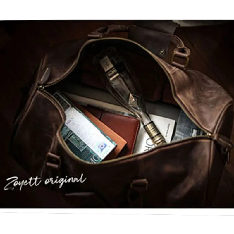 nasva-sac de voyage en cuir vintage pour homme, sac de week-end, sacs à main, sacs de messager, bagage avec compartiment à chaussures