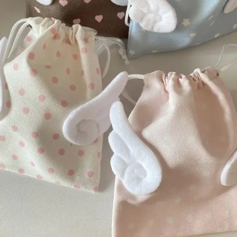 ins – sac de rangement ailes d'ange étoile, sac de rangement portable à la mode, sac à cosmétiques à cordon de serrage, fourre-tout de voyage, pochette en toile