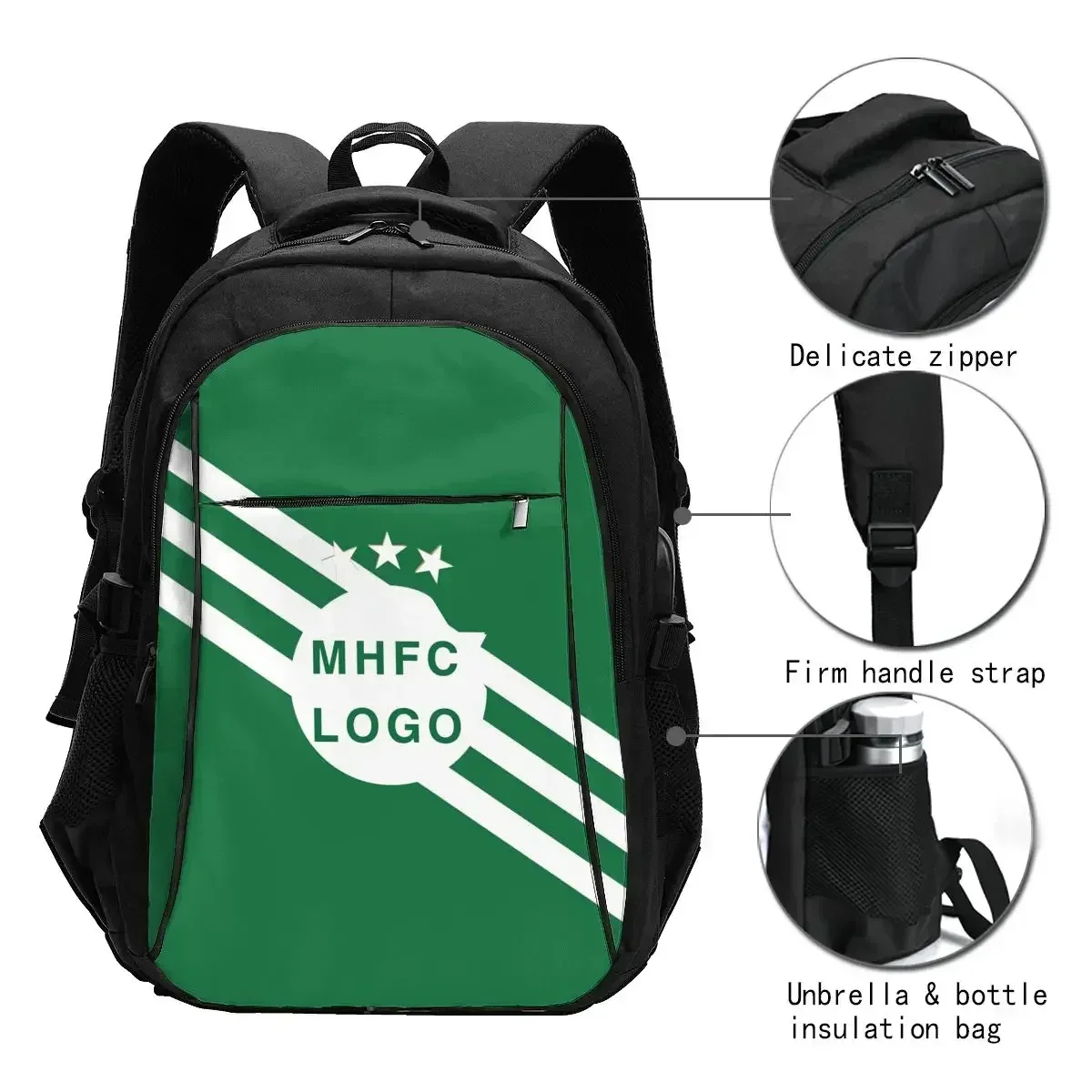 israël f.c mhfc grand sac à dos de voyage durable pour ordinateur portable sac résistant à l'eau avec port de chargement usb sac à dos d'affaires pour femmes et hommes