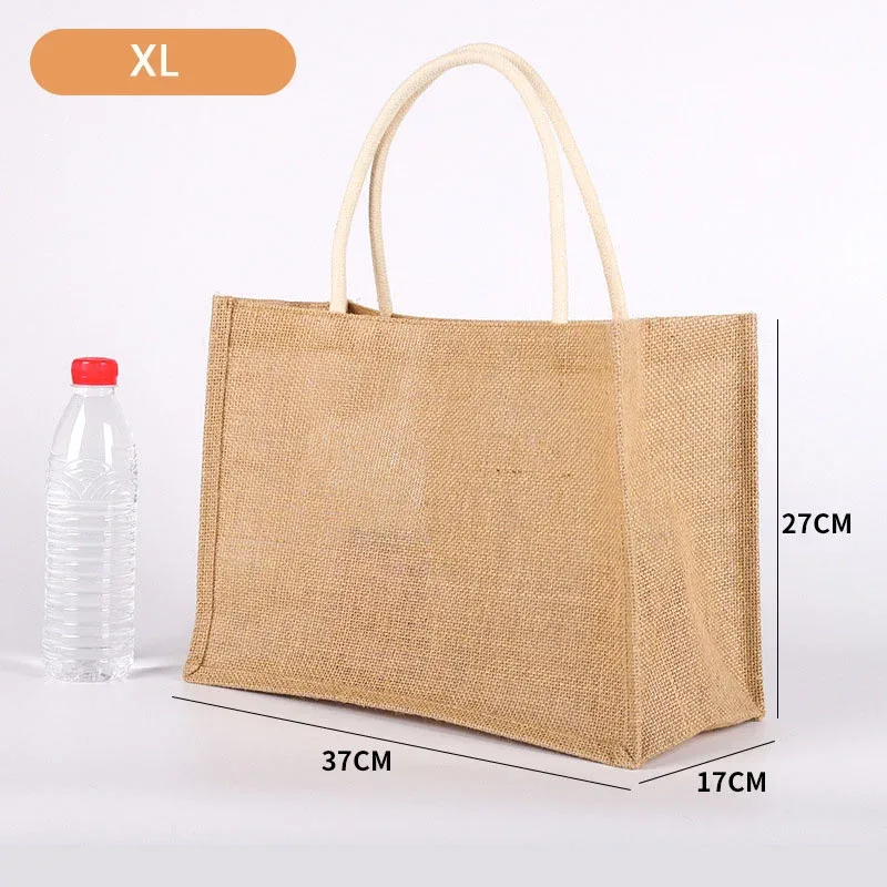 sac fourre-tout en lin vintage pour femmes, sacs à main de plage d'été, sac de bricolage rétro, sac à cuillère portable, sac à provisions multiple top foy